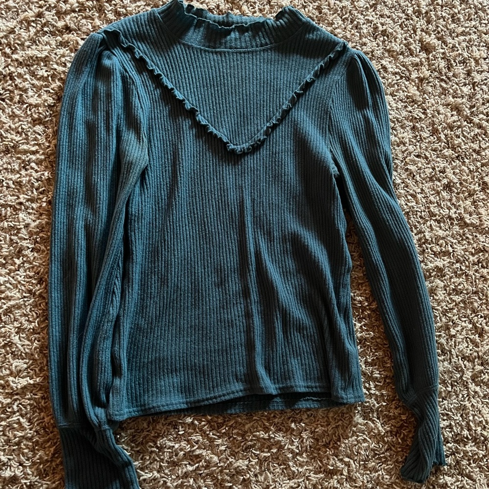 Free People Ribbed Mock Neck Long Sleeve Top